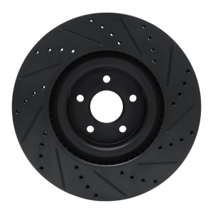 Ford Focus Brake Rotor (1) - Front Left - R1 Concepts - Drilled & Slotted - Black - `16-`18